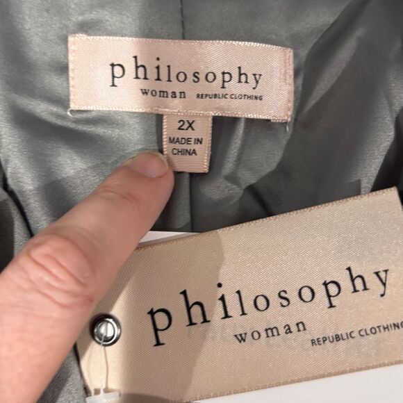 NEW NWT Philosophy Gray Faux Suede Moto Biker Jacket 2X Edgy Zipper Grunge - Picture 6 of 10